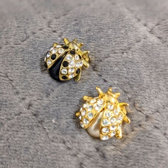 Vintage Petite Rhinestone/Goldtone Ladybug Brooches -Scatter Pins - Picture 11 of 16